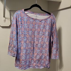 Talbots Blue and Pink Patterned Blouse